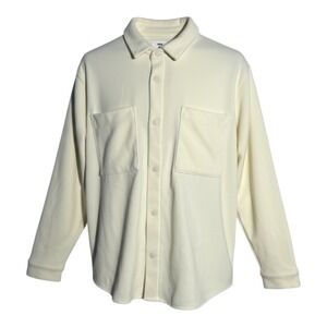 Mode of One Men Long Sleeve Knit Snap Front Shirt Soft Vanilla Size XL